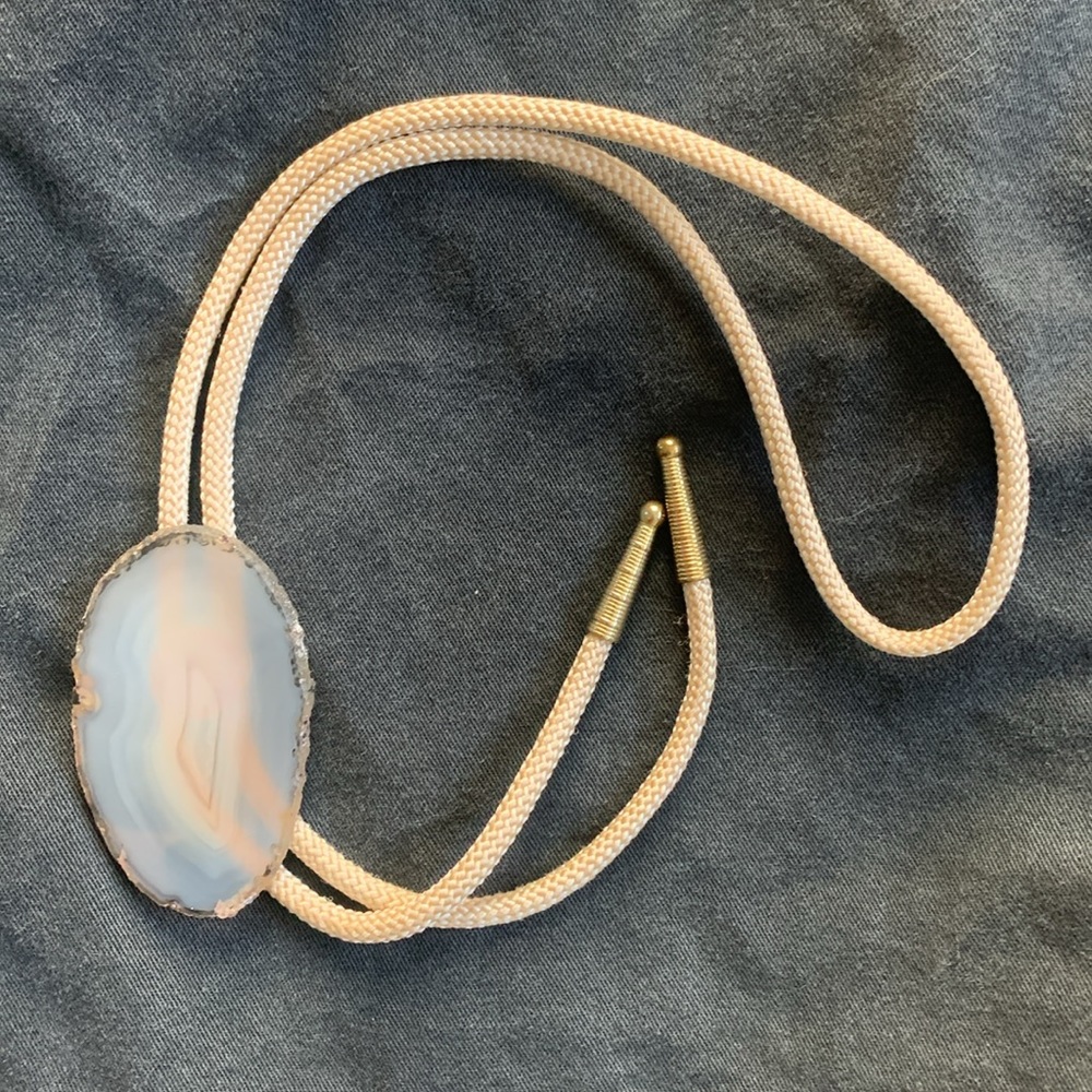 Agate bolo tie - Vintage string tie